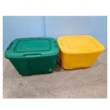 Lot of 2 HOMZ Storage Totes-- Green and Yellow