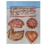 Vintage Copper Jello Molds Set - 4 Pieces