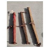 Single Trees-Vintage Wooden Yoke Poles with Metal