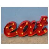 Red Marquee Light Up "EAT" Sign