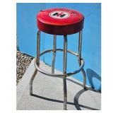 Vintage Farmall IH Bar Stool Red Metal Chrome Trac