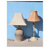 Vintage Ceramic and Cream Table Lamps Set of 2