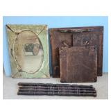 Antique Oval Mirror with Distressed Green Frame&