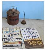 Vintage Gasoline Can, Oil Can, Ohio License Plates