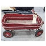 Vintage Red Metal Pull Wagon Toy