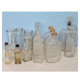 Lot of 11+ Vintage Glass Bottles and Jars