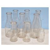 Lot of 8 Vintage Glass Milk Bottles Dairy Farm Col
