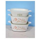 Corning Ware 'Peach Floral ' Casserole Dishes Set