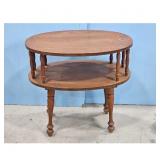 Vintage Round Two Tiered Wooden Side Table
