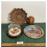 Cheese plate, souuvenir plate, 2-handmade wood pie