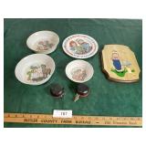 ONidea Ophran Annie plates, & Old yo,yos