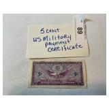 5 cent US Military Payment certificate