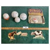 Baseballs, Farm animal cut-off & Farm bingo gam