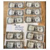 11- Silver Certificated dollar bills