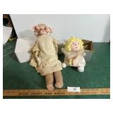 Porcelain Lilly Doll, & Wind-up Angel doll