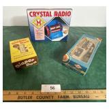 Crystal Radio w/ contents, Empty box Diaper Dan &