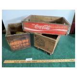 Peters Victor box, Coca-Cola wood flat, &