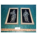 Framed Pewter figurines