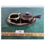 Pfaltzgraff Brown drip cream & sugar set