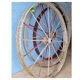 Vintage Metal Spoke Wheels Pair Farm Cart Wagon Wh