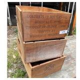 Vintage Bordeaux Wine Wooden Crates - Set of 3