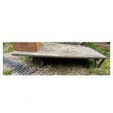 Vintage Wooden Flatbed Cart with Wheels