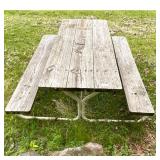 Rustic Wooden Picnic Table with Metal Frame