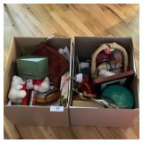Two Boxes of Assorted Holiday Decorations and Coll