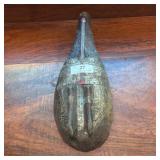 Antique Carved Wooden Mask with Metal Inlay