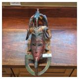 Vintage African Tribal Mask with Ram Horns