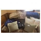 Lot of Decorative Pillows and Throws