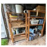 Wooden Shelving Unit with Assorted Contents