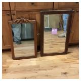 Vintage Wooden Framed Mirrors Set of 2