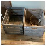 Vintage Wooden Crates with Antlers