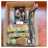 Vintage Tools Lot: Paint Brushes, License Plates,