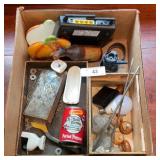 Assorted Box Lot: Router, Ceramic Pumpkin, Can Goo
