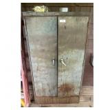 Vintage Metal Tool Cabinet with Shelves and Drawer