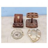 Vintage Pipe Holder Set & Ashtrays