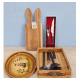 Bunny Cutting Board, Carving Set, and Decorative T