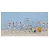 Assorted Collection of 17 Vintage Beer and Wine Gl