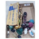 Vintage Christmas Light Bulbs and String Set
