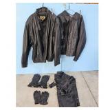 Phase A Leather Motorcycle Jacket 3XLT & Gloves Lo
