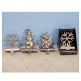 Set of 4 Christmas Stocking Holders - Snowman & Sn