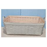 Vintage Woven Wood Storage Basket with Handles