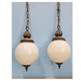 Vintage Hanging Globe Pendant Lights - Set of 2