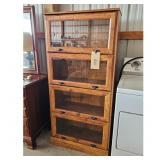 Vintage Oak Barrister Bookcase with Glass Doors