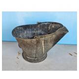 Vintage Metal Coal Scuttle Bucket Ash Pail Firepla