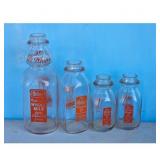 Vintage Miller Dairy Milk Bottles Set of 4 Assorte