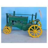 Vintage Cast Iron Green and Yellow Tractor Toy