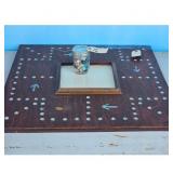 Vintage Wooden Game Board with Marbles and Dice Ja